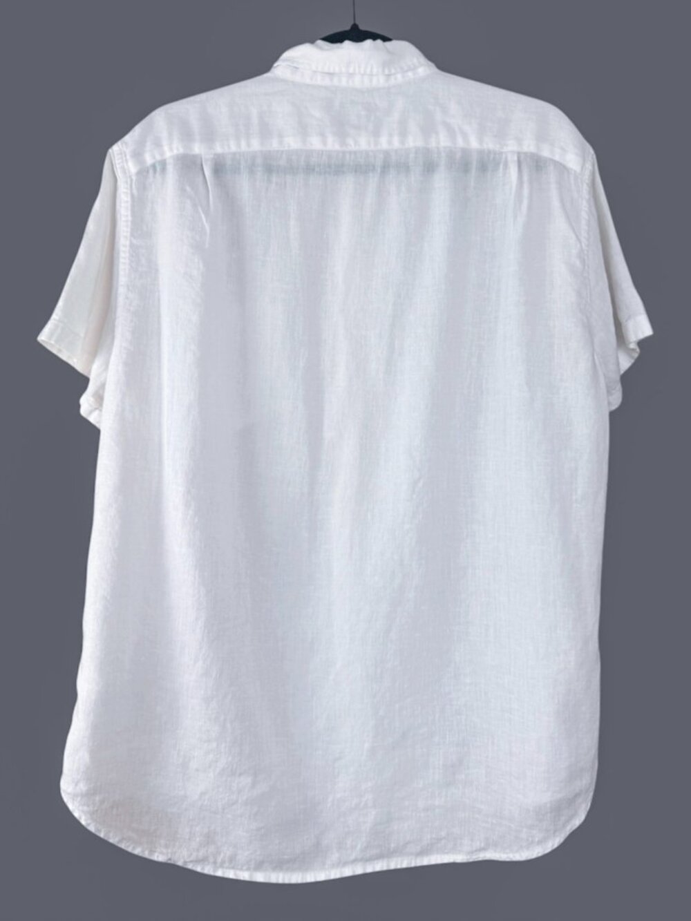 J.Crew Mens Short-sleeve Button-up White Linen Shirt Slim Fit Size Large - Picture 3 of 5